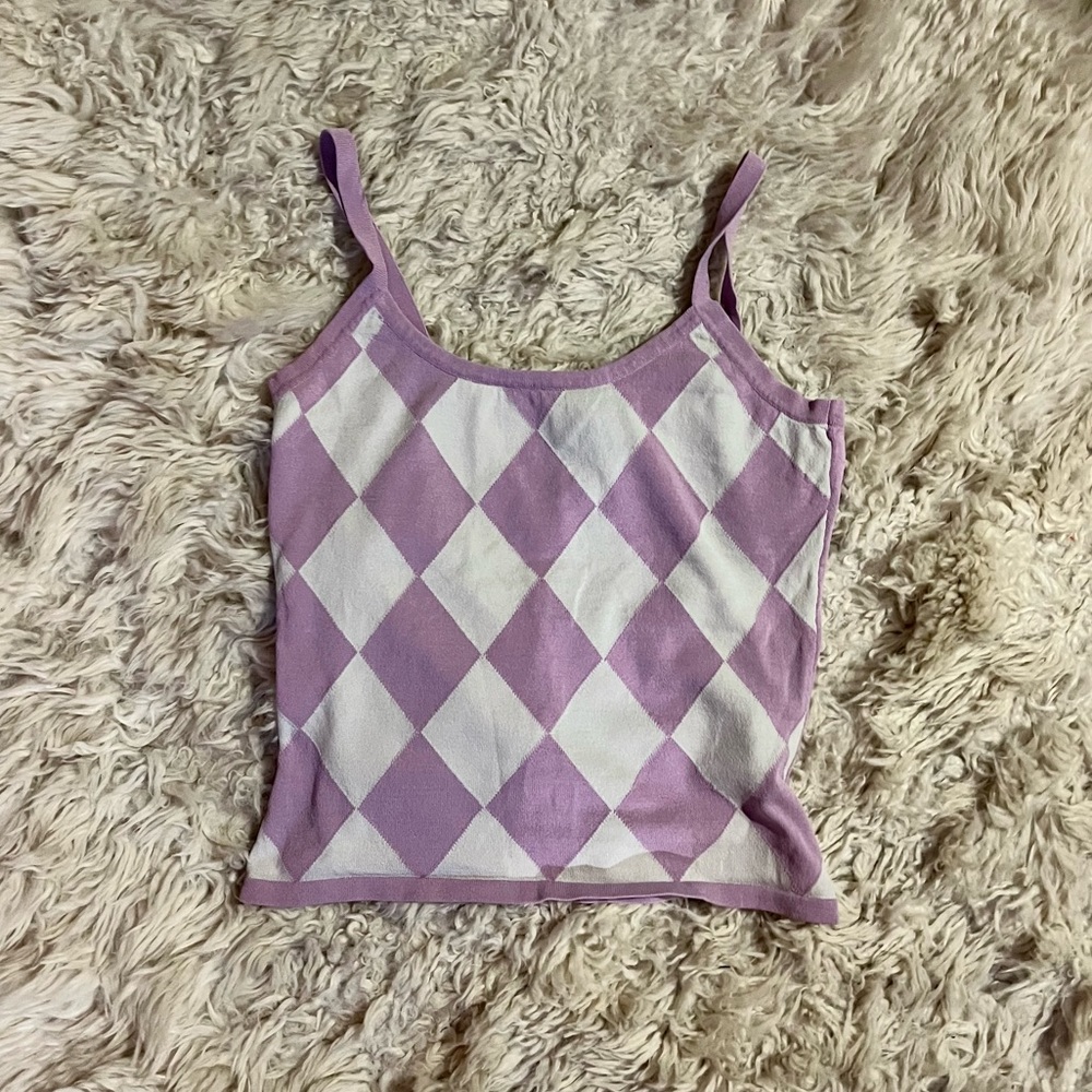 VTG 90s punk checkered pink top